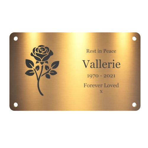 Personalised Brass Plaque 5" × 3" — Custom Engraved Memorial Sign with Decorative Border Design (Bench, Grave, Garden, Pet Tribute)