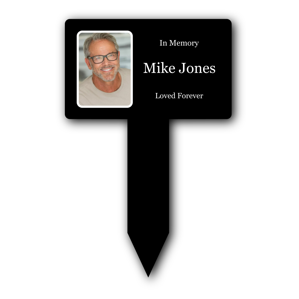 Personalised Black Memorial Plaque — Engraved Acrylic Stake, Weatherproof Garden Tribute (200 × 310 mm) – by North By North East – Plaques & Nameplates