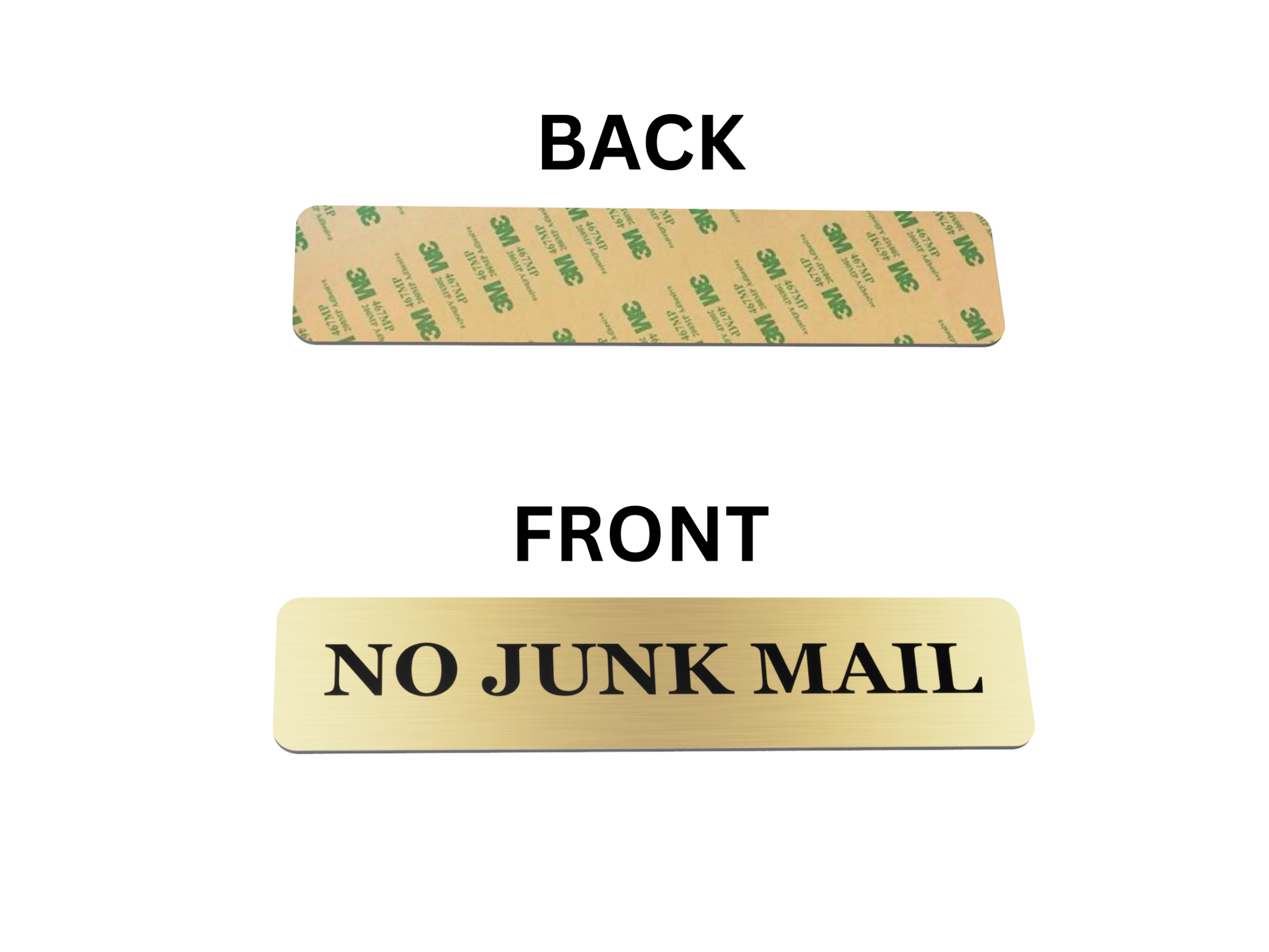 No Junk Mail Sign - Gold Metallic Adhesive Letterbox Plaque - Outdoor Weatherproof Aluminium Composite - Peel & Stick Mailbox Label – by North By North East – Business Hours & Policy Signs