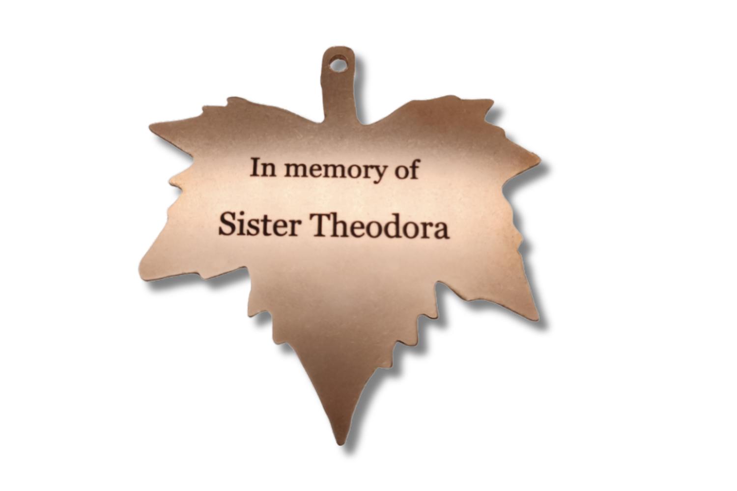 Personalised Copper Leaf Memorial — Hanging Tree/Plant Tribute (90 × 90 mm, 2 mm, Engraved) – by North By North East – Plaques & Nameplates