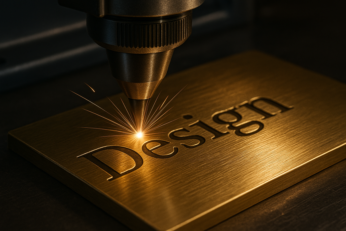 Brass plaque engraving close-up