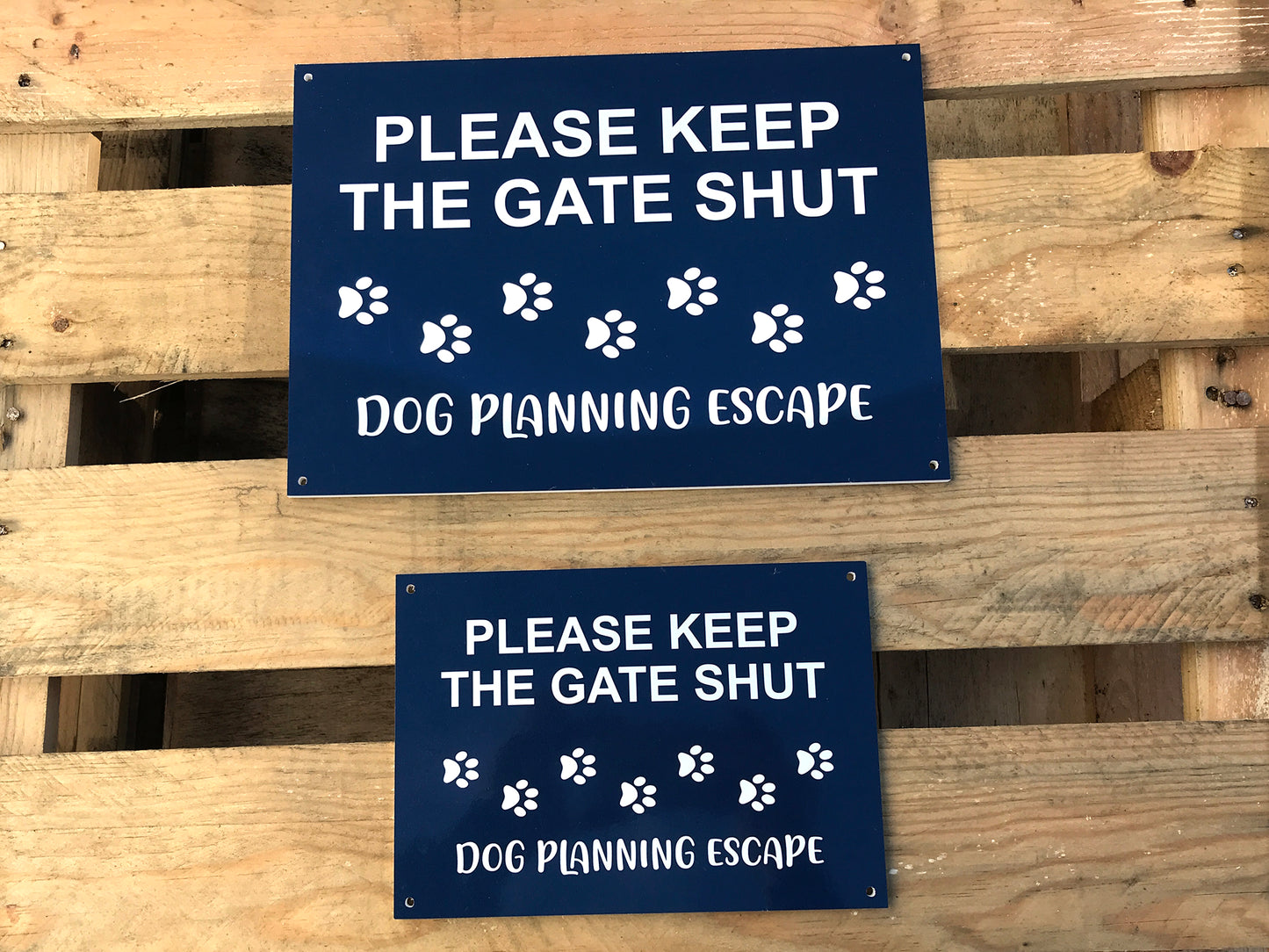 Please keep the gate shut, dog planning escape – by origindesigned – Signs