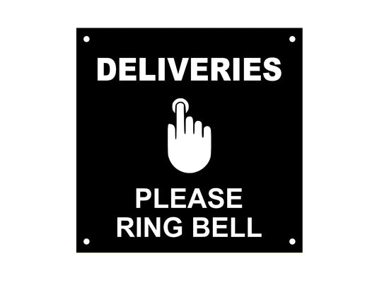DELIVERIES Please Ring Bell, Entrance Notice Sign – by origindesigned – Business Hours & Policy Signs