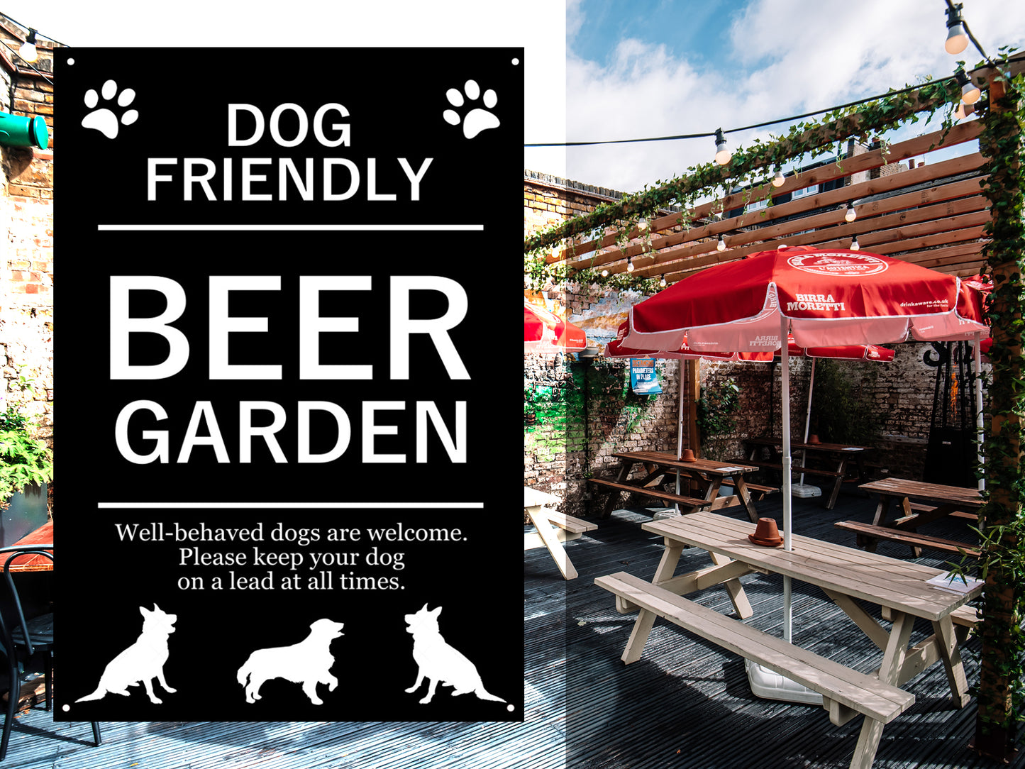 Dog Friendly Beer Garden Sign – by origindesigned – Garden & Outdoor Signs