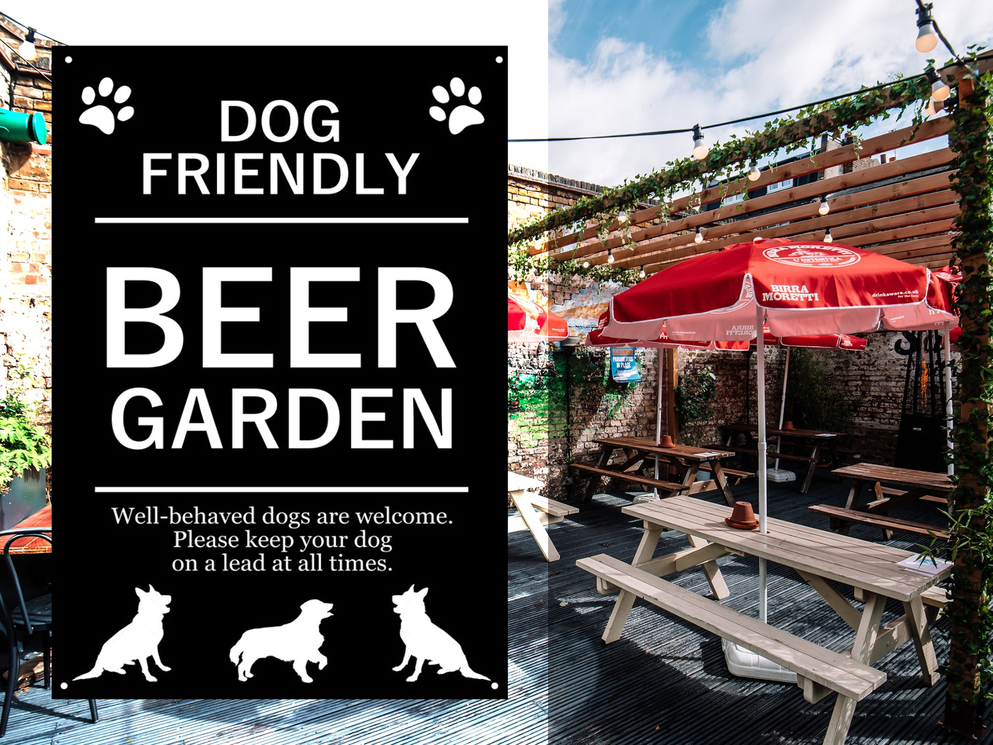 Dog Friendly Beer Garden Sign – by origindesigned – Garden & Outdoor Signs