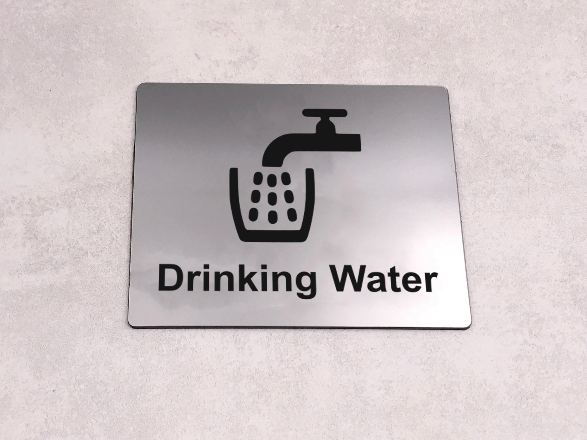 Adhesive Drinking Water Tap Sink Sign (Silver) – by origindesigned – Signs