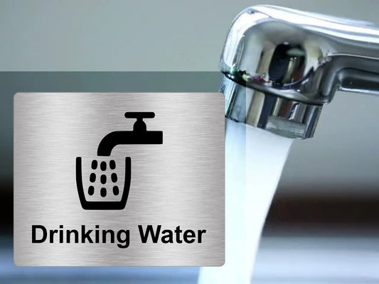 Adhesive Drinking Water Tap Sink Sign (Silver) – by origindesigned – Signs