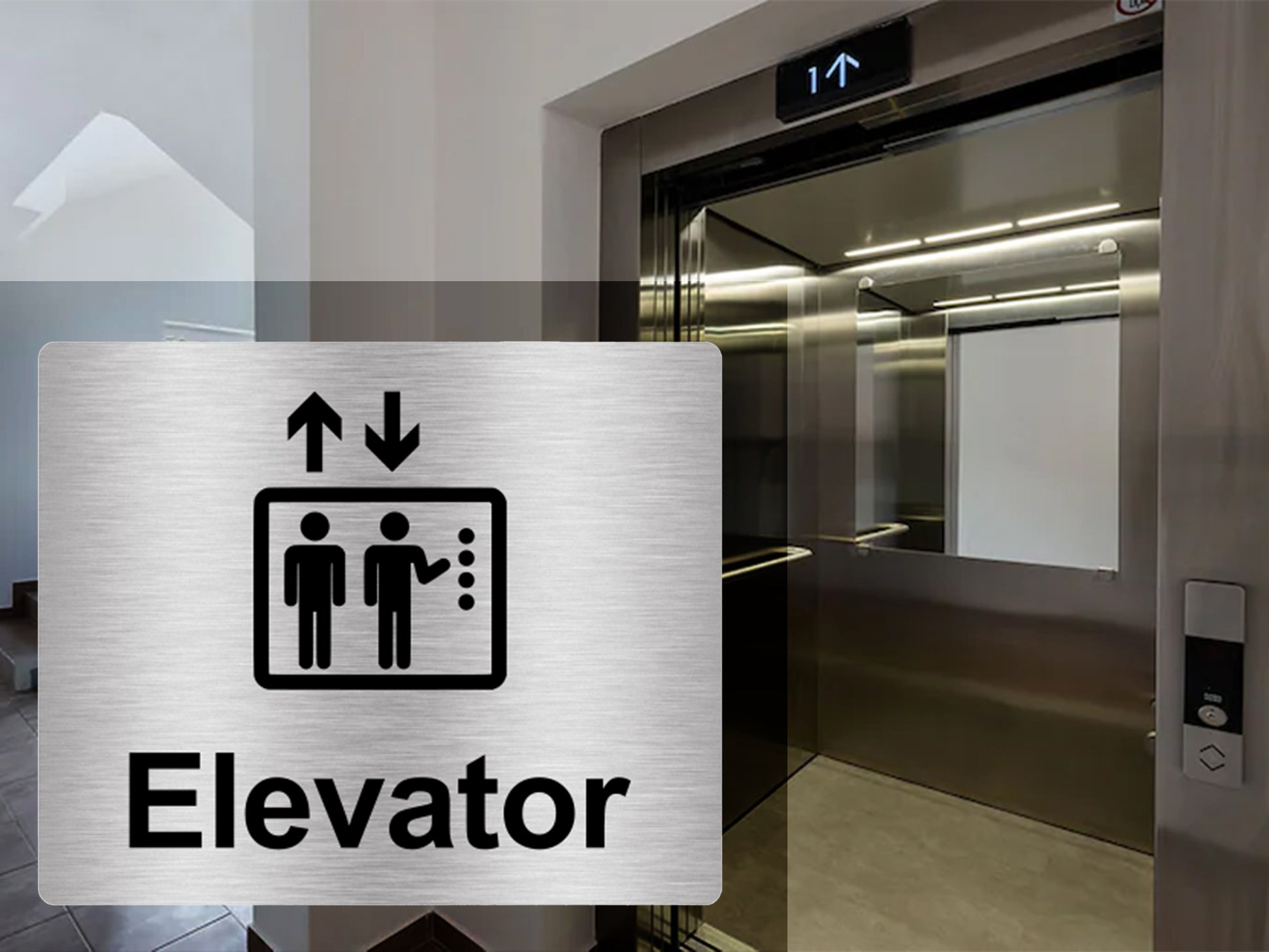 Adhesive Elevator Sign (Silver) – by origindesigned – Signs