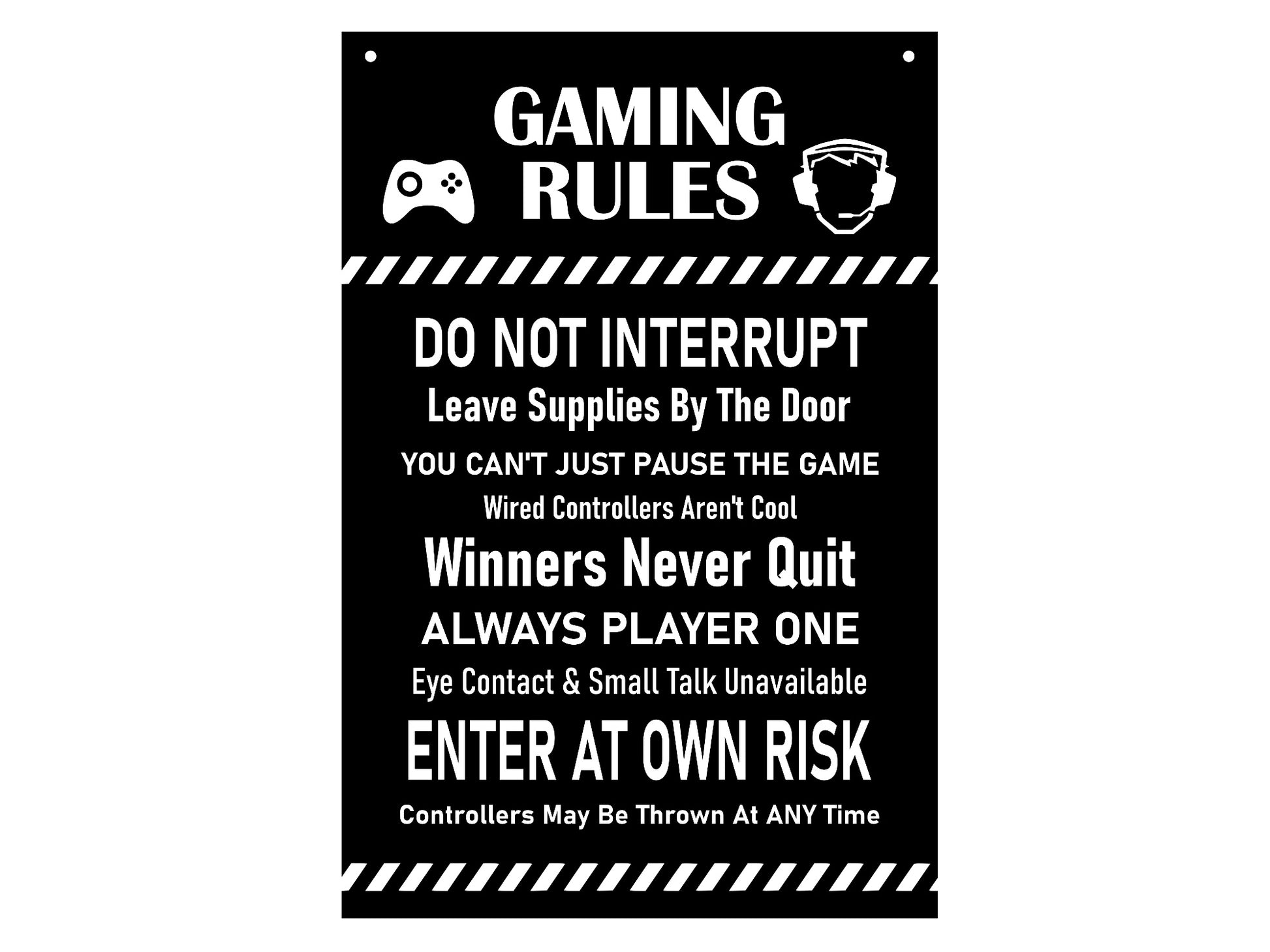 Gaming Rules Sign (Yellow or Black) – by origindesigned – Signs