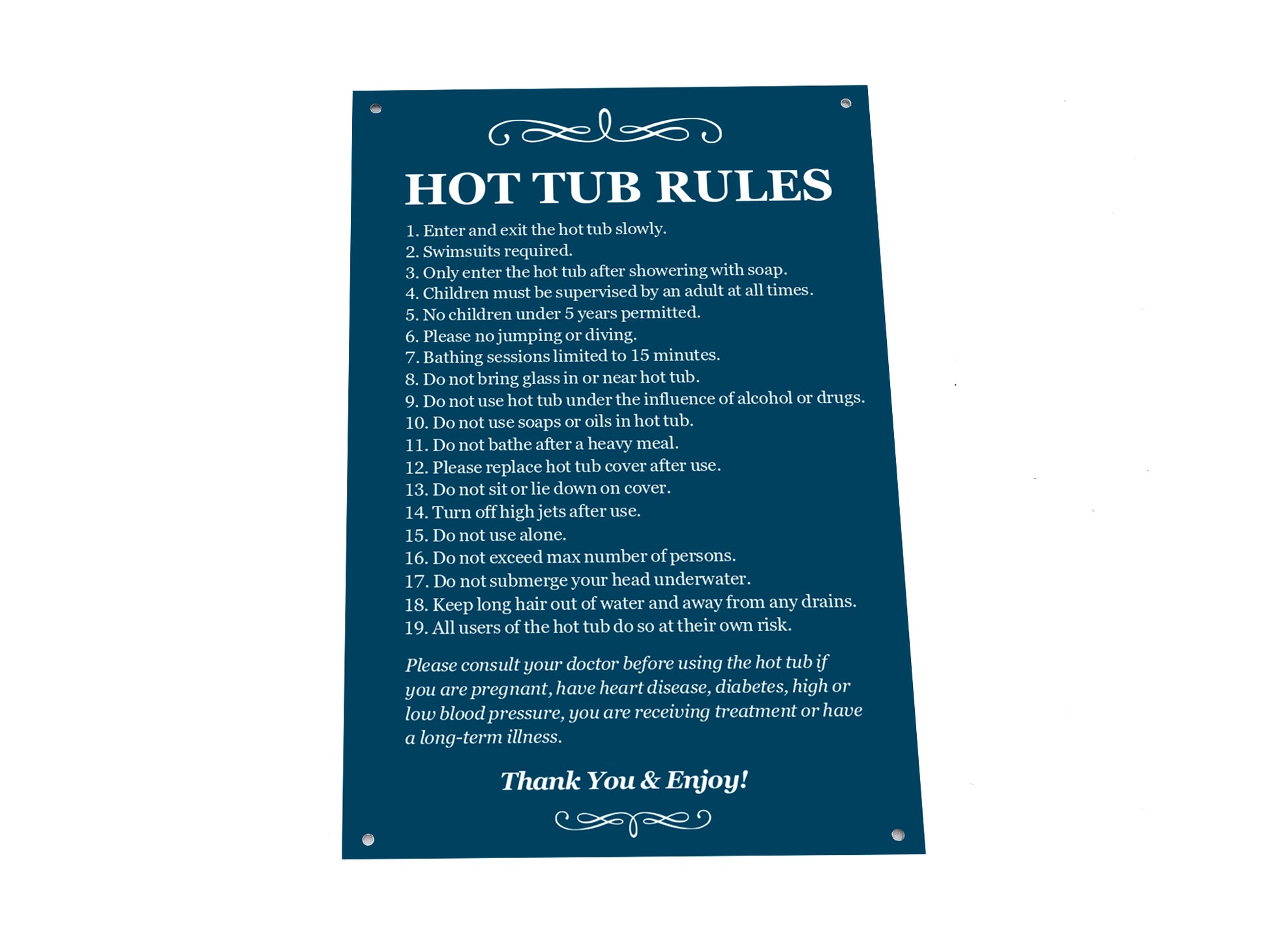 Large Hot Tub Rules Sign – by origindesigned – Signs