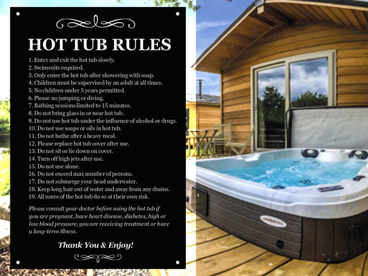 Large Hot Tub Rules Sign – by origindesigned – Signs