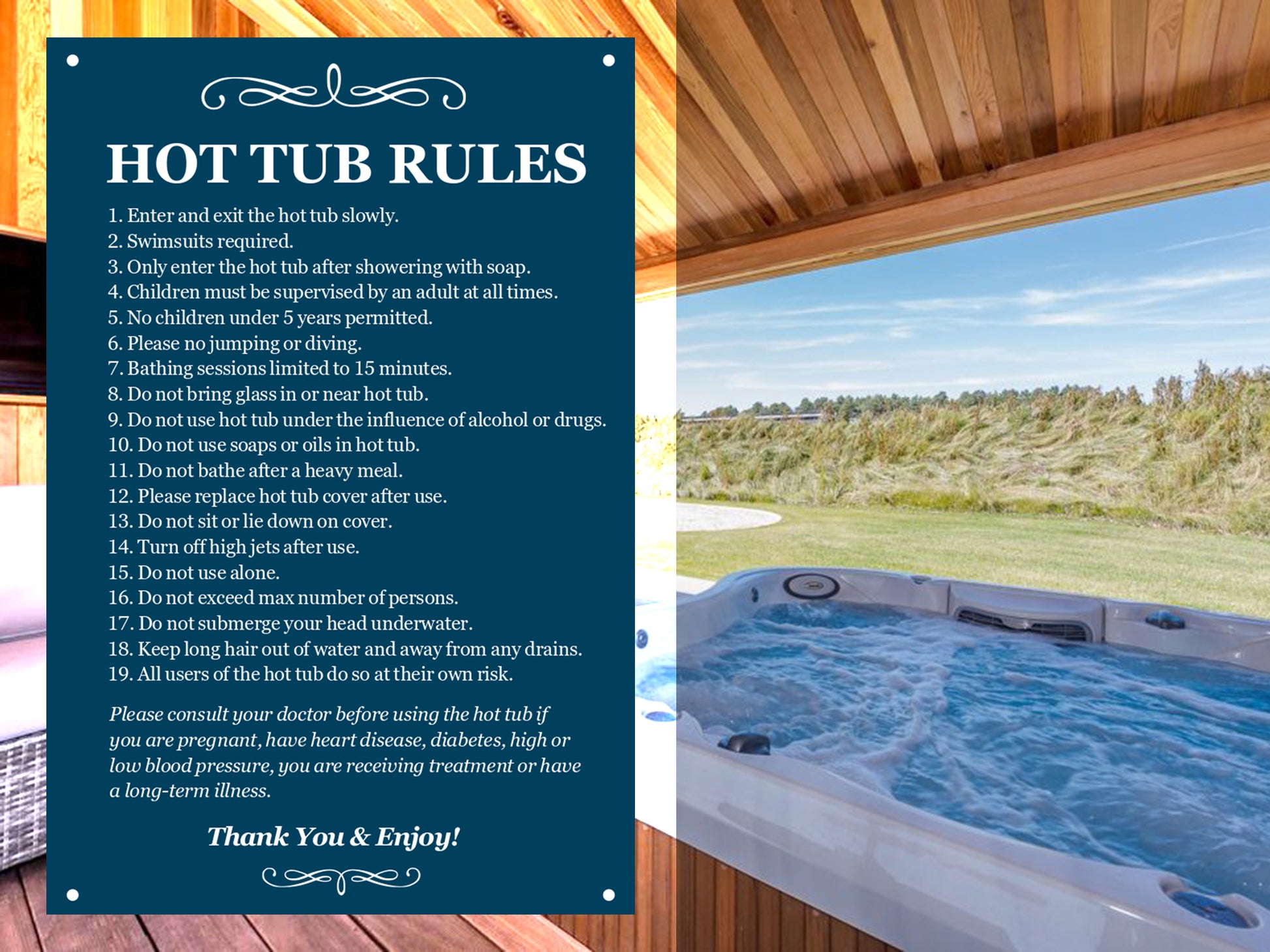 Large Hot Tub Rules Sign – by origindesigned – Signs