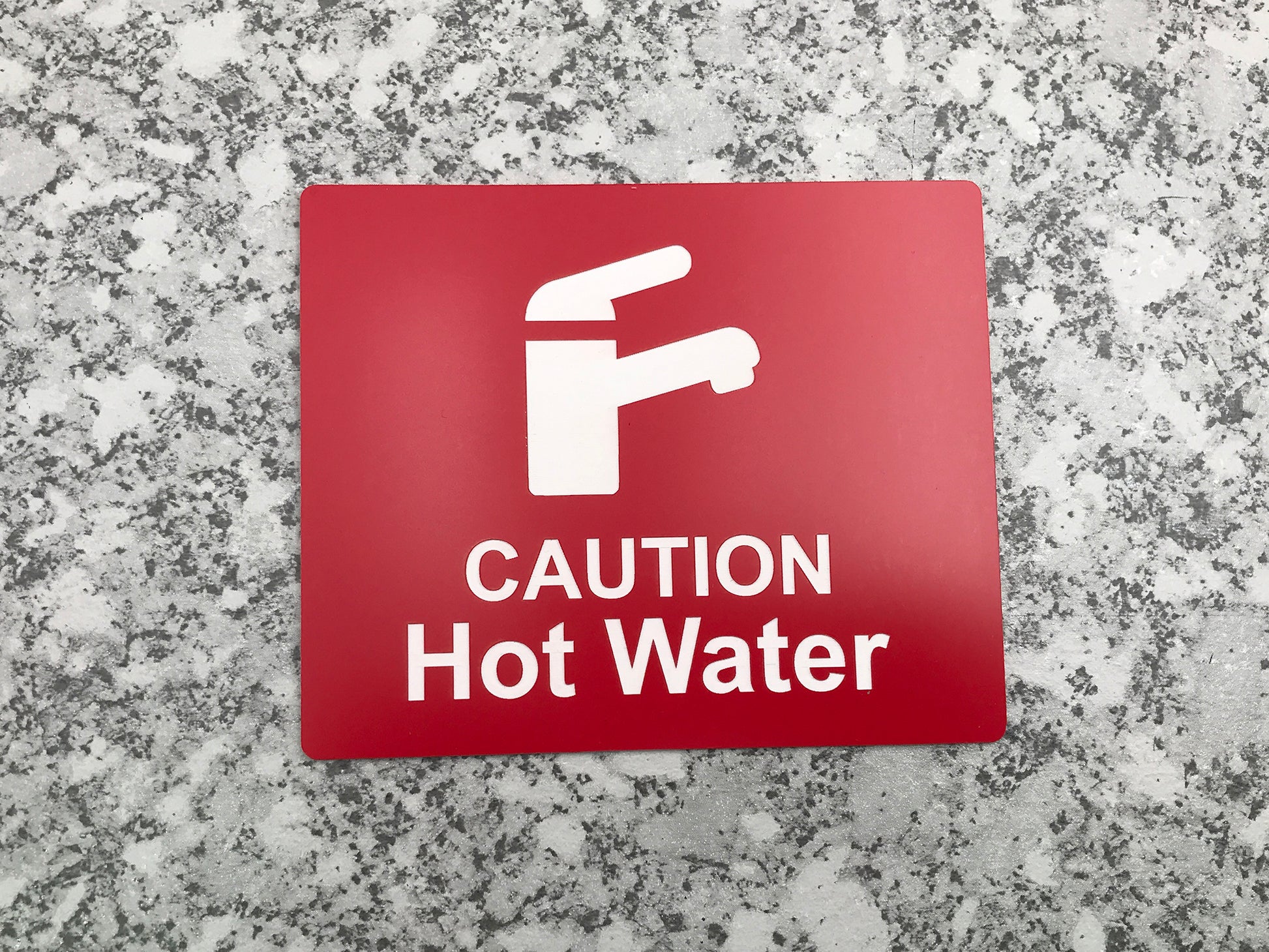 Self Adhesive Caution Hot Water Tap Sink Sign – by origindesigned – Signs