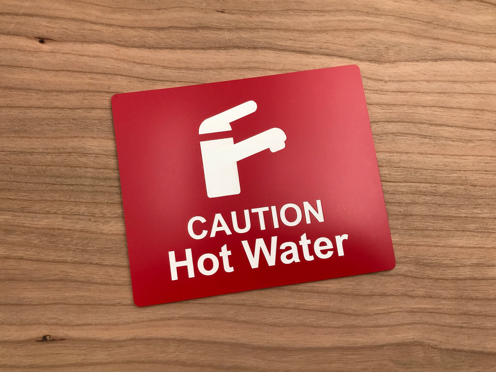 Self Adhesive Caution Hot Water Tap Sink Sign – by origindesigned – Signs