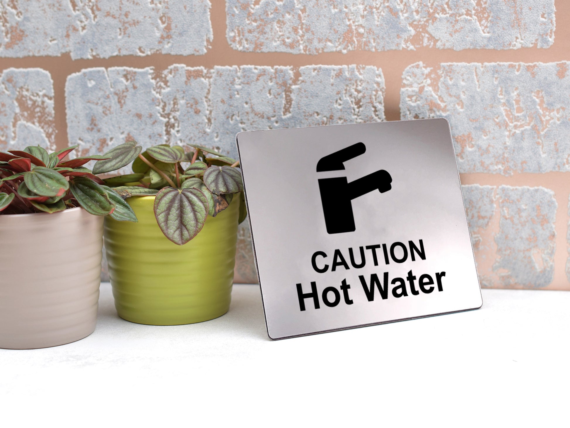Self Adhesive Caution Hot Water Tap Sink Sign – by origindesigned – Signs