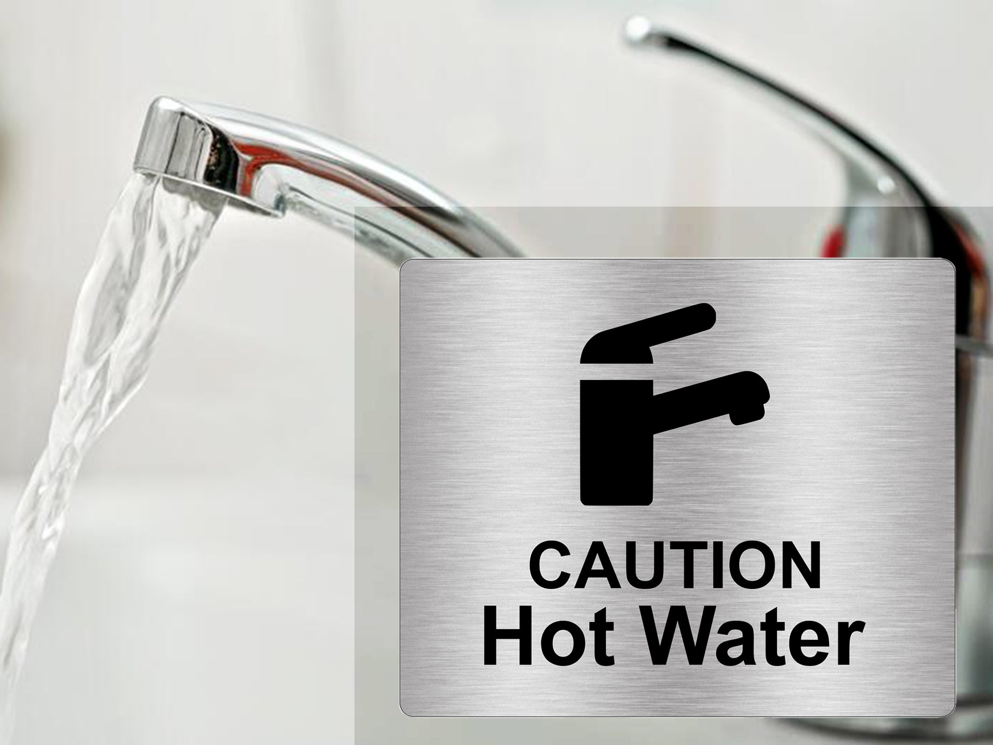 Self Adhesive Caution Hot Water Tap Sink Sign – by origindesigned – Signs