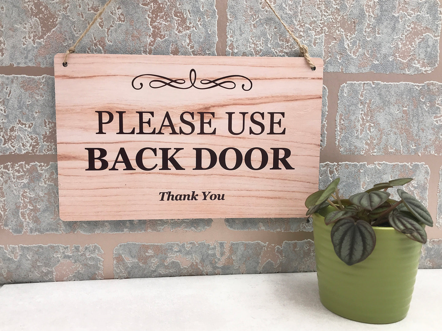 Please Use Back Door Hanging Sign – by origindesigned – Signs