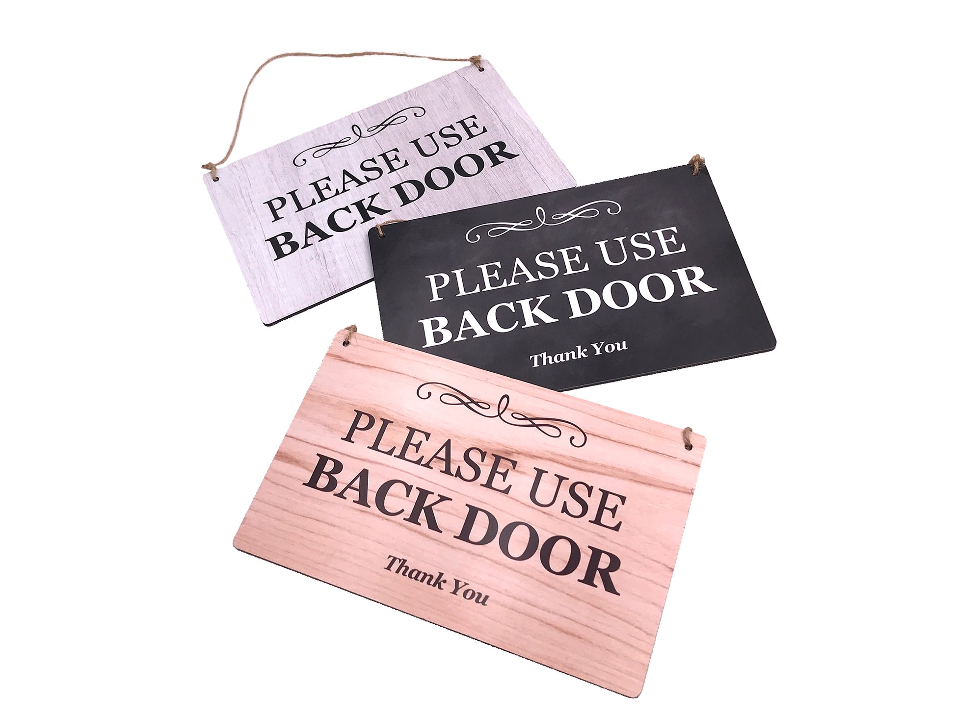 Please Use Back Door Hanging Sign – by origindesigned – Signs