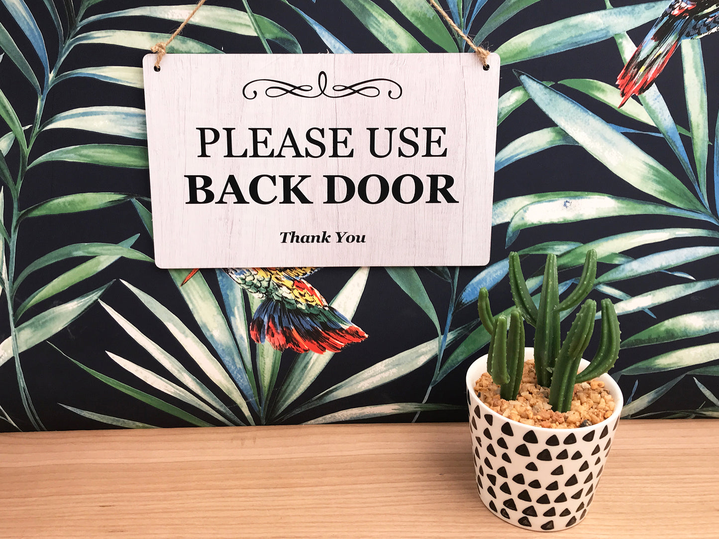 Please Use Back Door Hanging Sign – by origindesigned – Signs