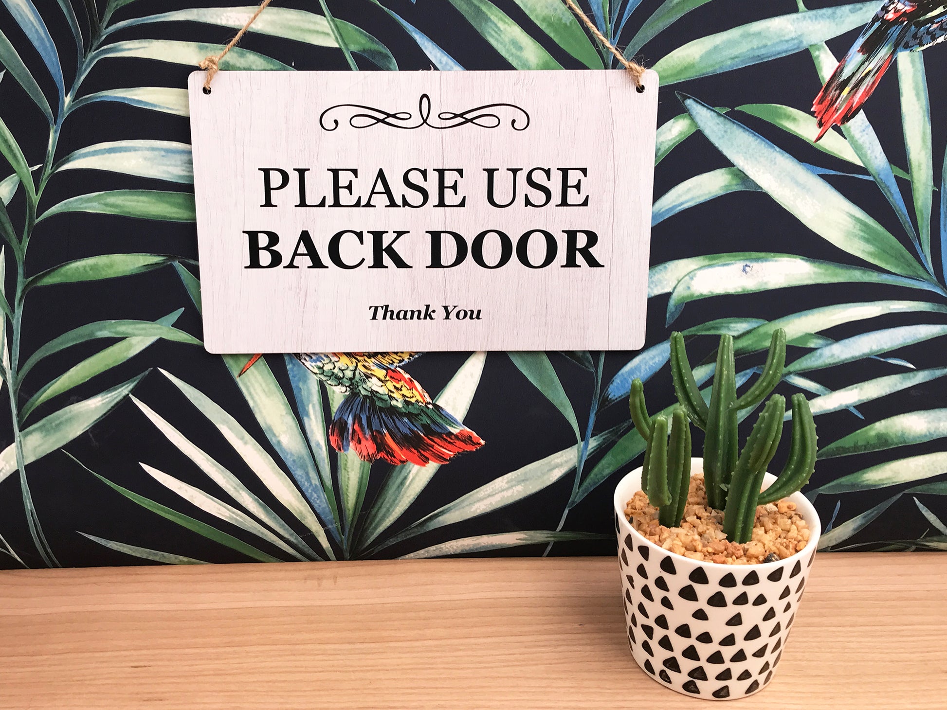 Please Use Back Door Hanging Sign – by origindesigned – Signs