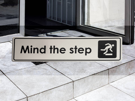 'Mind The Step' Adhesive Sticker Sign – by origindesigned – Stickers & Window Graphics