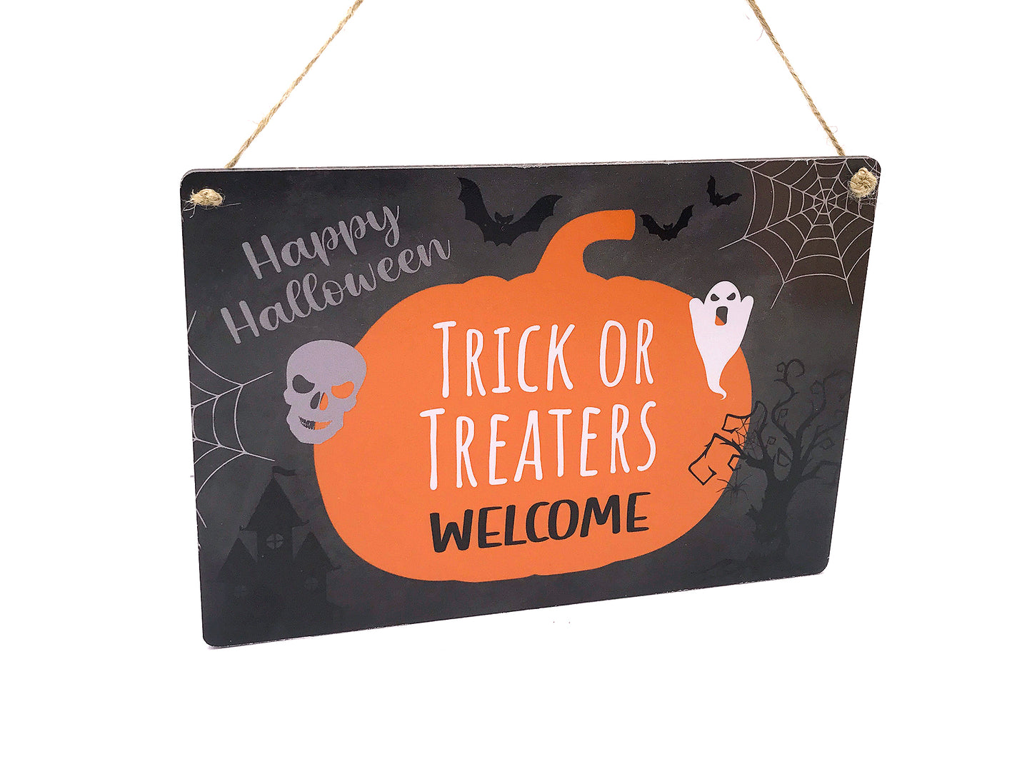 Halloween Trick Or Treaters Welcome - Hanging Outdoor Sign – by origindesigned – Signs