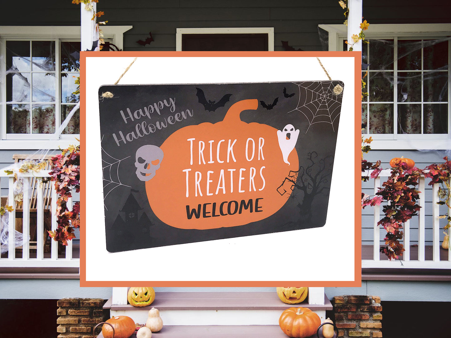 Halloween Trick Or Treaters Welcome - Hanging Outdoor Sign – by origindesigned – Signs