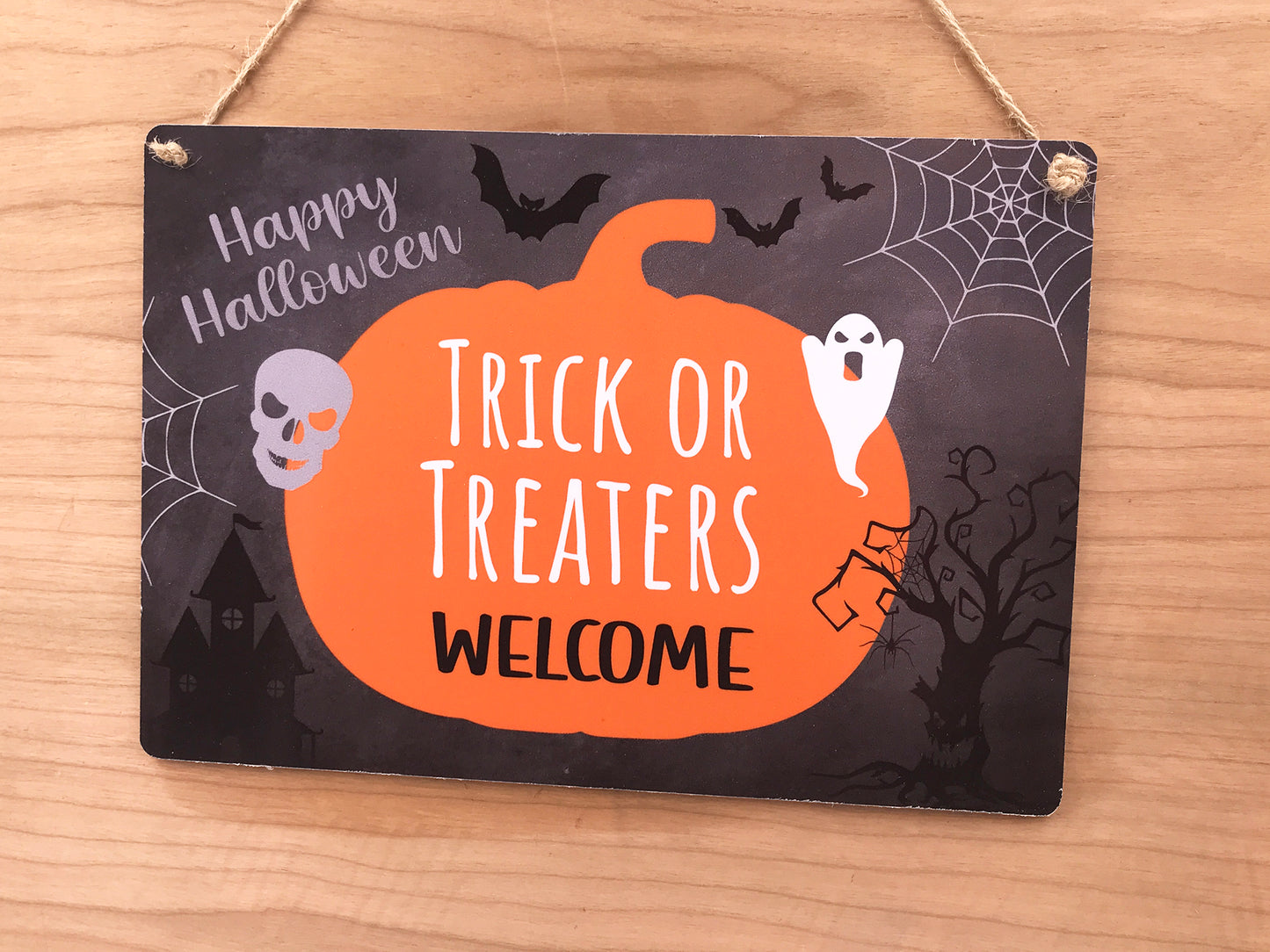 Halloween Trick Or Treaters Welcome - Hanging Outdoor Sign – by origindesigned – Signs