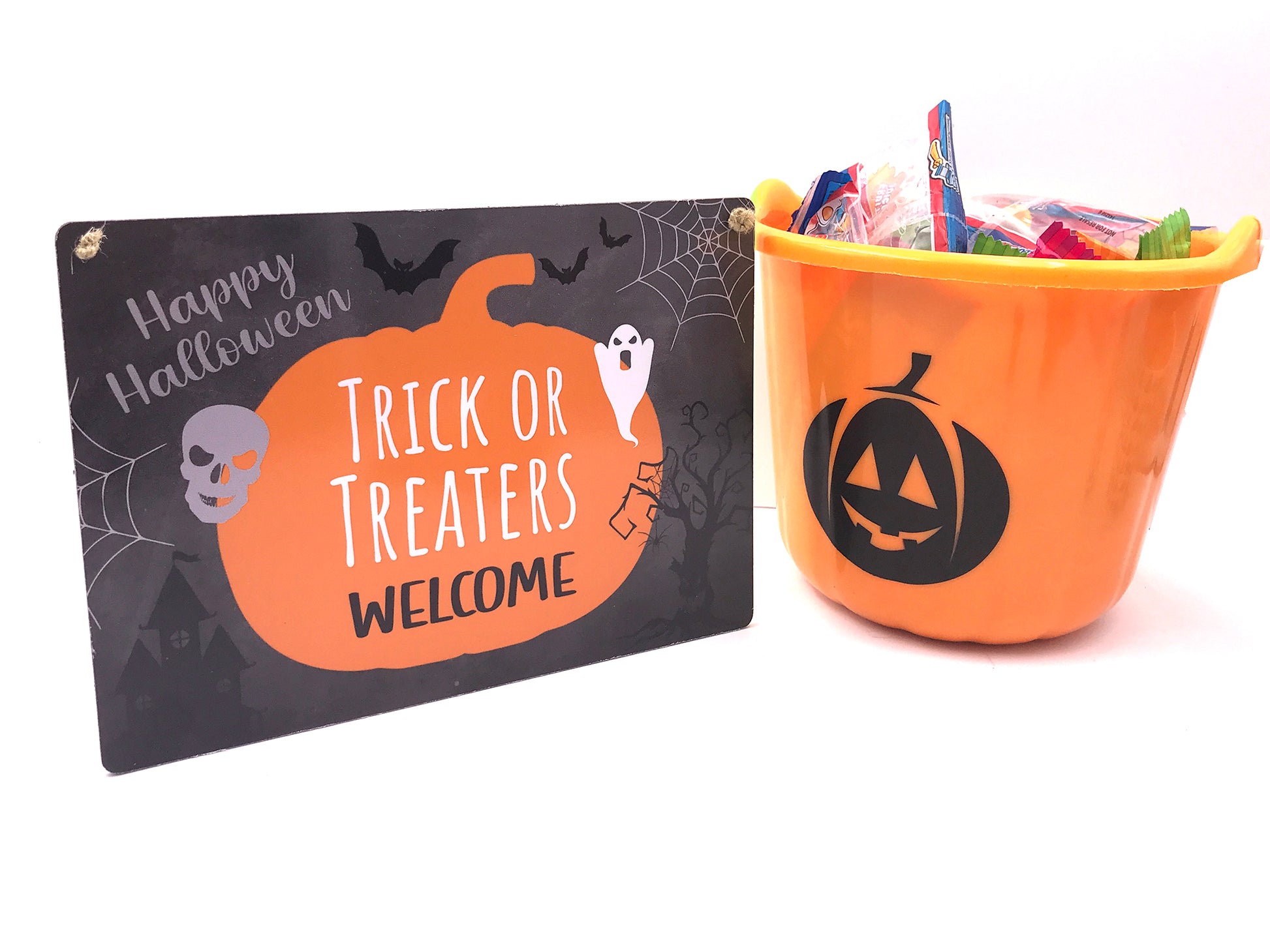 Halloween Trick Or Treaters Welcome - Hanging Outdoor Sign – by origindesigned – Signs