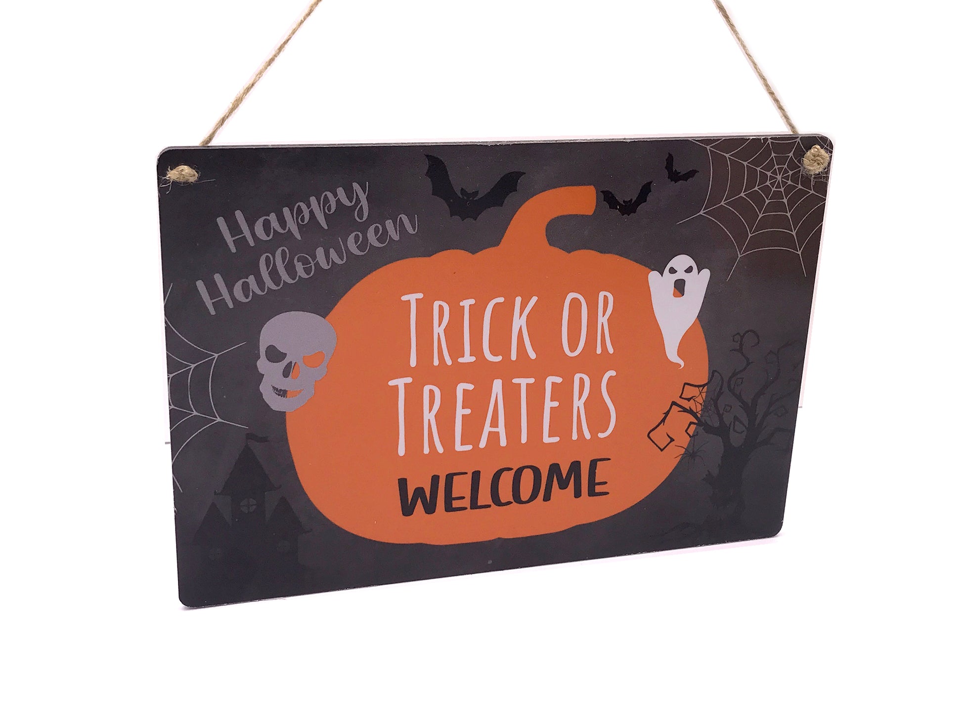 Halloween Trick Or Treaters Welcome - Hanging Outdoor Sign – by origindesigned – Signs