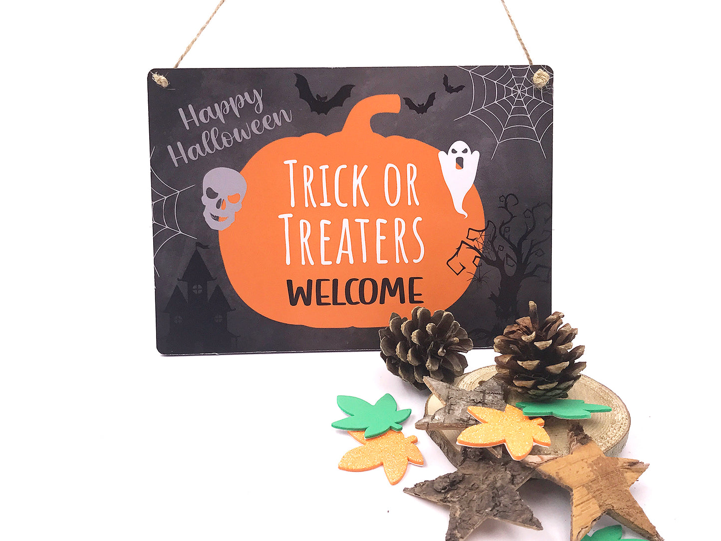 Halloween Trick Or Treaters Welcome - Hanging Outdoor Sign – by origindesigned – Signs