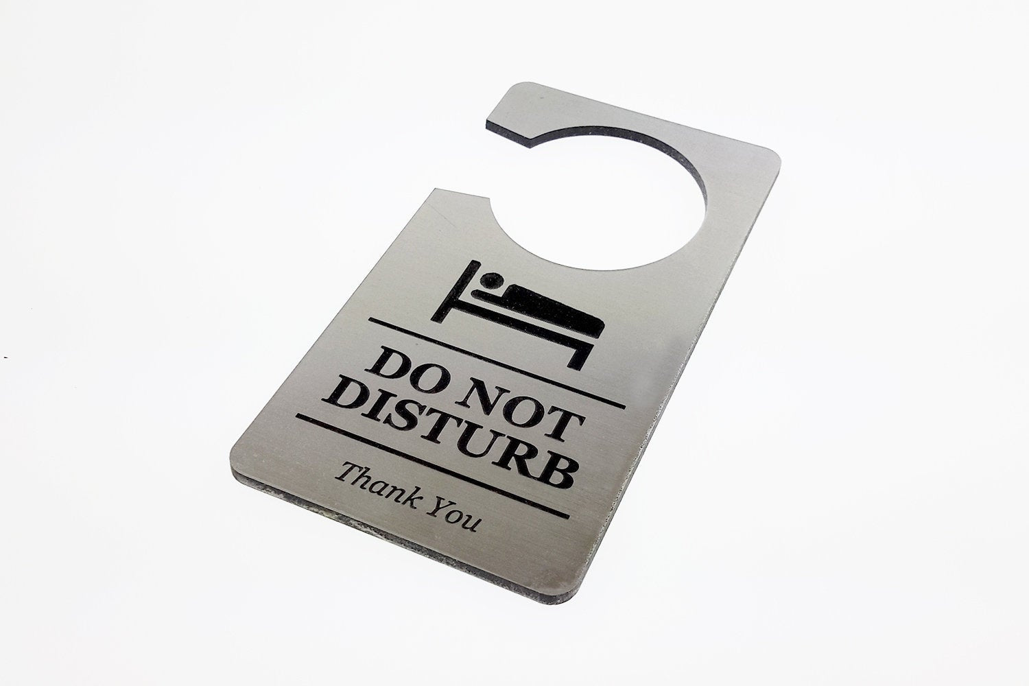 Metallic Silver Do Not Disturb, Room Door Hanger – by origindesigned – Signs