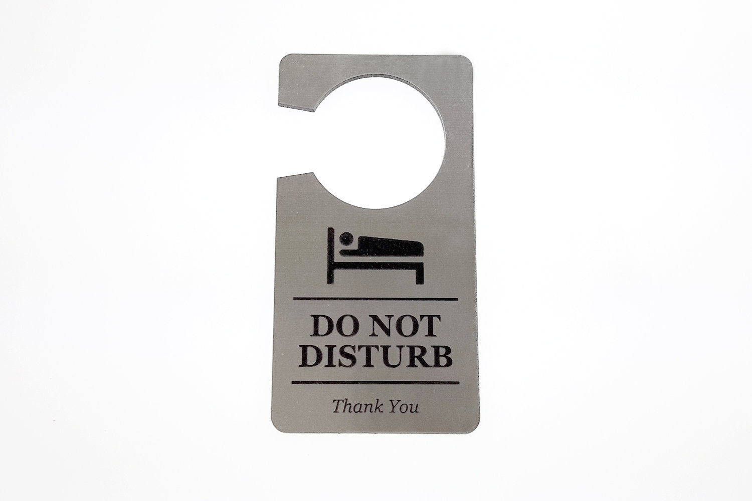 Metallic Silver Do Not Disturb, Room Door Hanger – by origindesigned – Signs