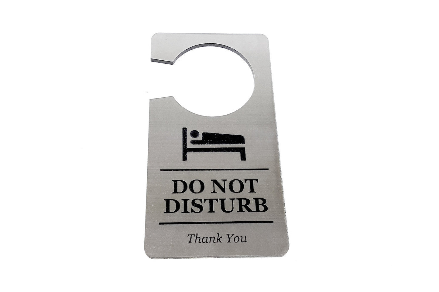 Metallic Silver Do Not Disturb, Room Door Hanger – by origindesigned – Signs