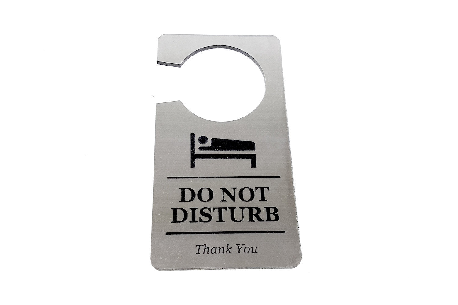 Metallic Silver Do Not Disturb, Room Door Hanger – by origindesigned – Signs