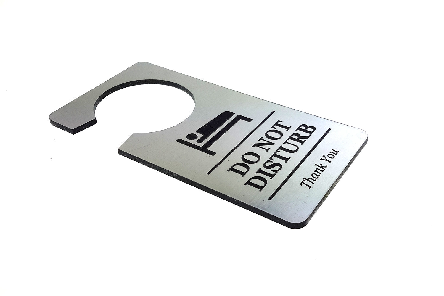 Metallic Silver Do Not Disturb, Room Door Hanger – by origindesigned – Signs