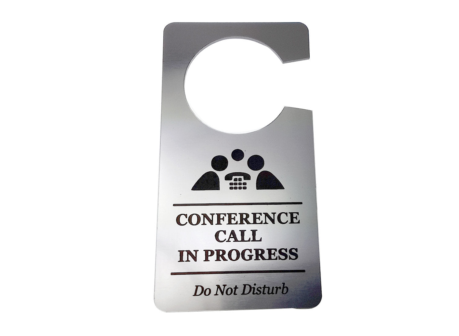 Metallic Silver Conference Call In Progress, Do Not Disturb Sign – by origindesigned – Signs