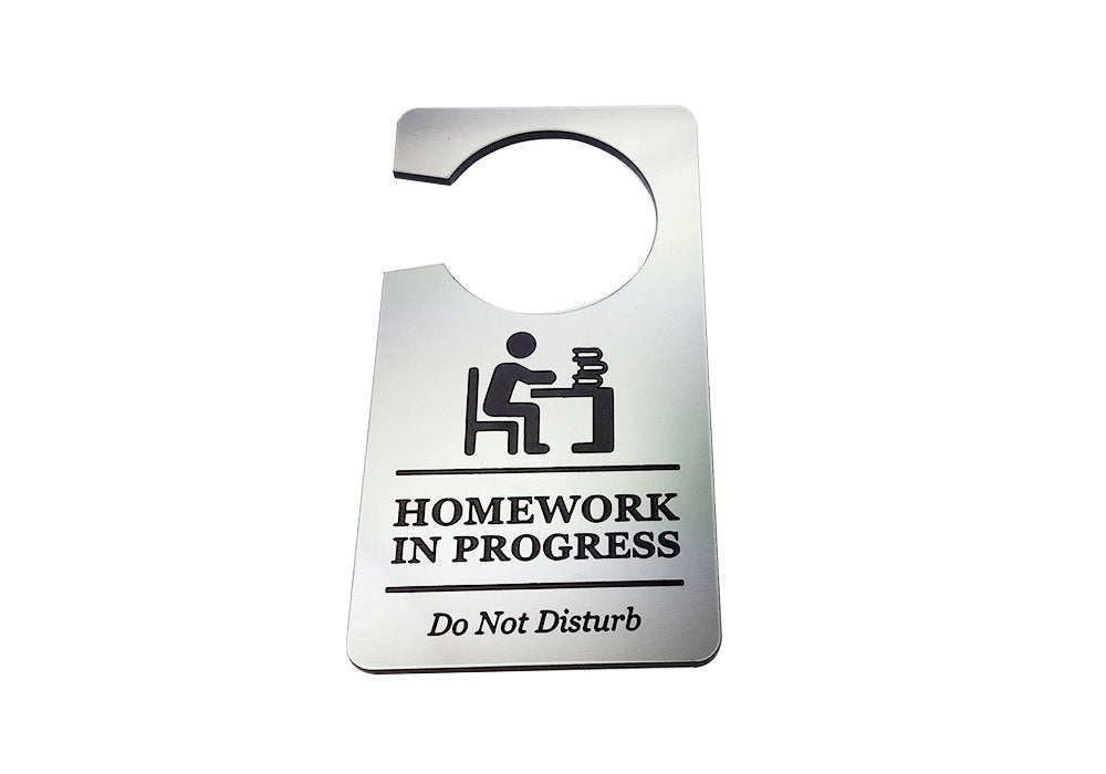 Doing Homework, Do Not Disturb (silver) – by origindesigned – Signs