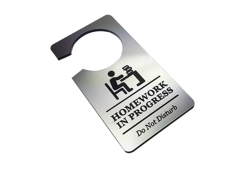 Doing Homework, Do Not Disturb (silver) – by origindesigned – Signs