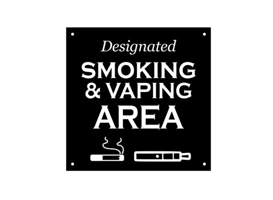 Black and White Designated Smoking and Vaping Area Sign – by origindesigned – Safety & Warning Signs