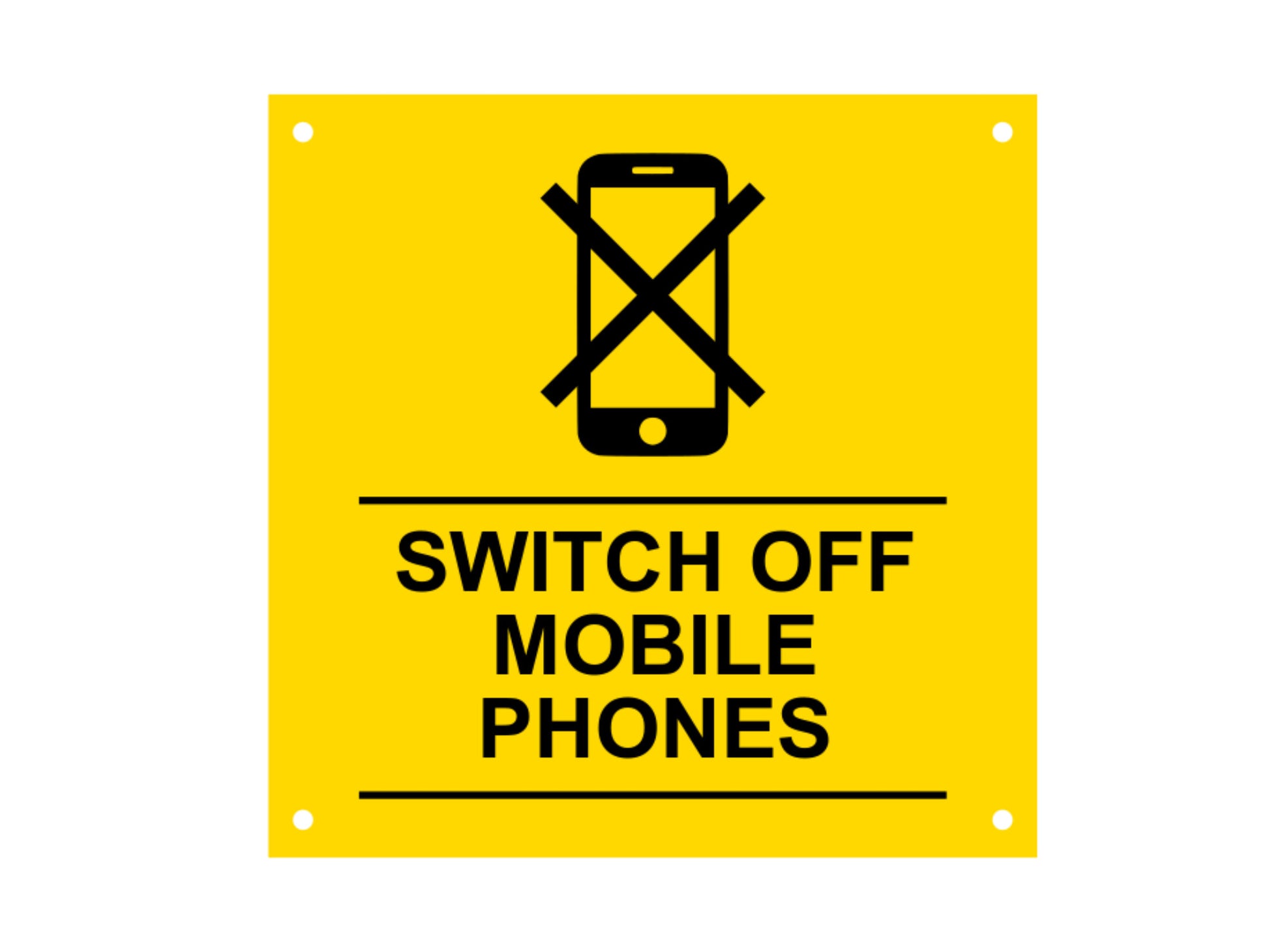 Switch Off Mobile Phones Sign, Notice, Warning - Ideal for business, offices, schools, hospitals. Waterproof Acrylic with drill holes – by NBNE – Business Hours & Policy Signs