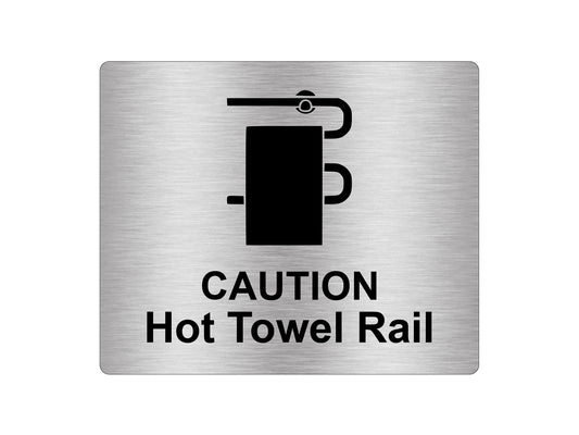 Self Adhesive Metallic Caution Hot Towel Rail Sign – by origindesigned – Signs